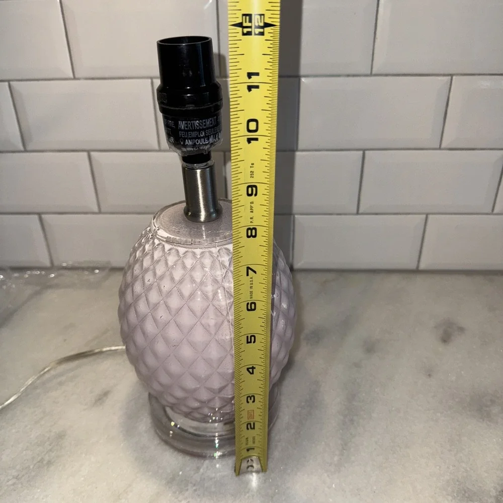 Pink Milk Glass Like Lamp With Clear Lucite Base Pink Embroidered Lamp Shade0041
